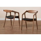 Lot de 2 chaises de salle à manger Harland en similicuir et bois – Baxton Studio