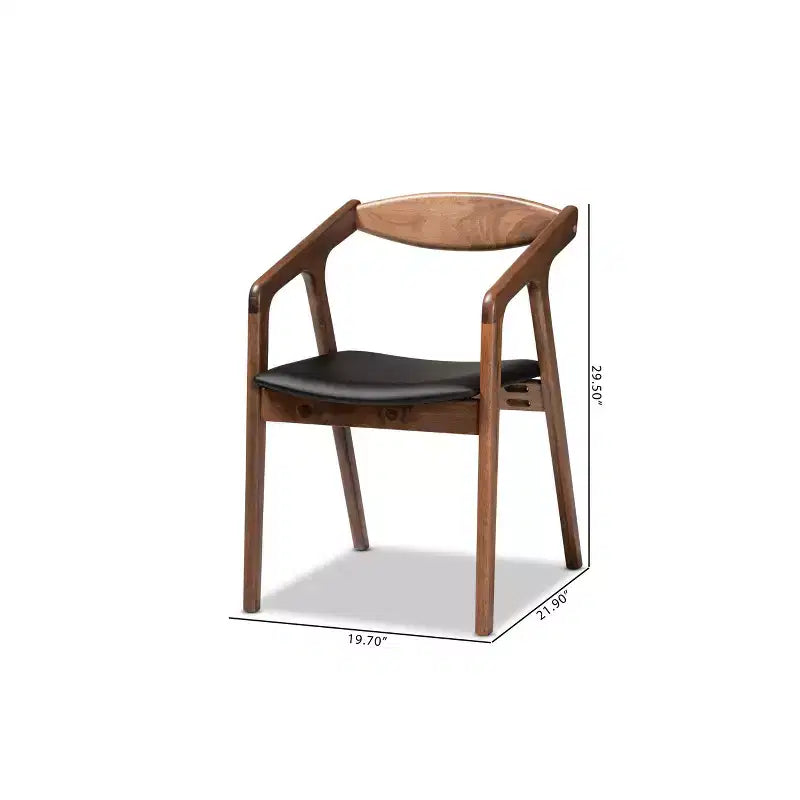 Lot de 2 chaises de salle à manger Harland en similicuir et bois – Baxton Studio