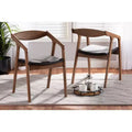 2pc Harland Faux Leather Upholstered and Wood Dining Chair Set - Baxton Studio