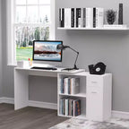 Bureau d'angle en L HOMCOM avec étagères rotatives et tiroir de rangement pour la maison et le bureau