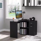 Bureau d'angle en L HOMCOM avec étagères rotatives et tiroir de rangement pour la maison et le bureau