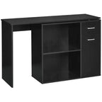 Bureau d'angle en L HOMCOM avec étagères rotatives et tiroir de rangement pour la maison et le bureau