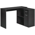 HOMCOM L Shaped Corner Computer Desk Workstation with Rotating Storage Shelves and Drawer for Home & Office
