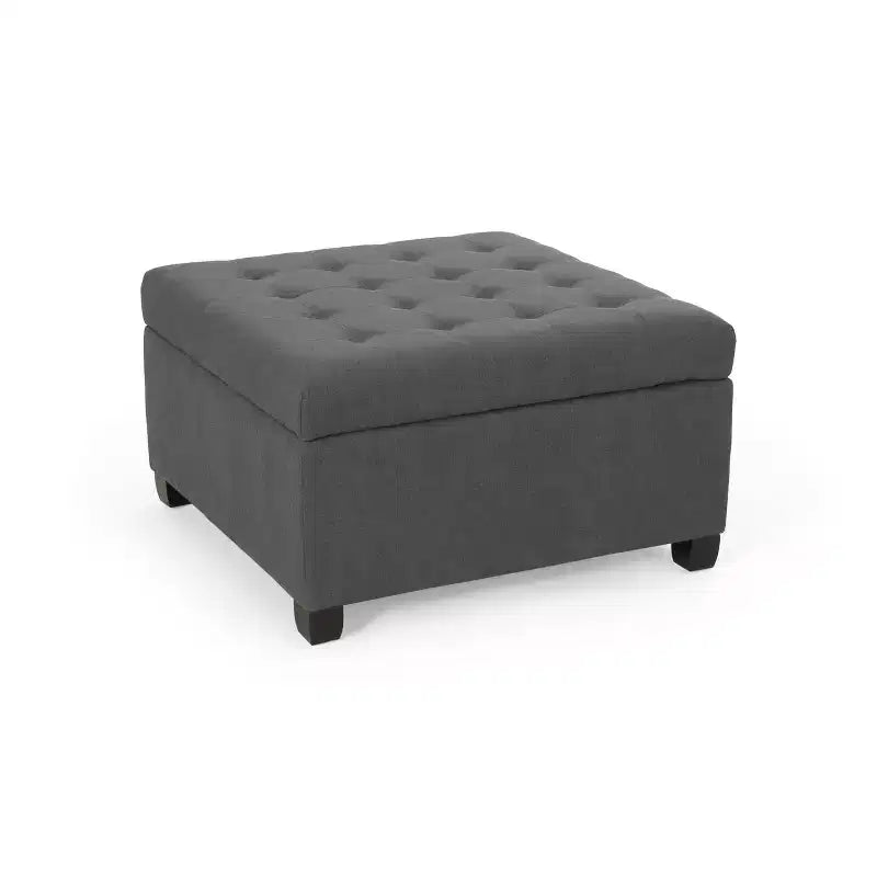 Isabella Pouf de rangement contemporain en tissu capitonné - Christopher Knight Home