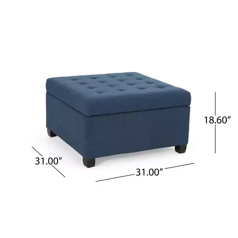Isabella Pouf de rangement contemporain en tissu capitonné - Christopher Knight Home
