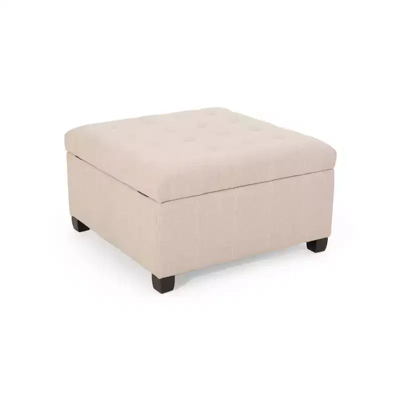 Isabella Pouf de rangement contemporain en tissu capitonné - Christopher Knight Home