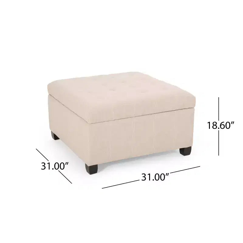 Isabella Pouf de rangement contemporain en tissu capitonné - Christopher Knight Home