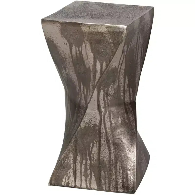 Uttermost Modern Aluminum Twisted Hourglass Accent Table 10 Wide Tarnished Silver for Living Room Bedroom Bedside Entryway House