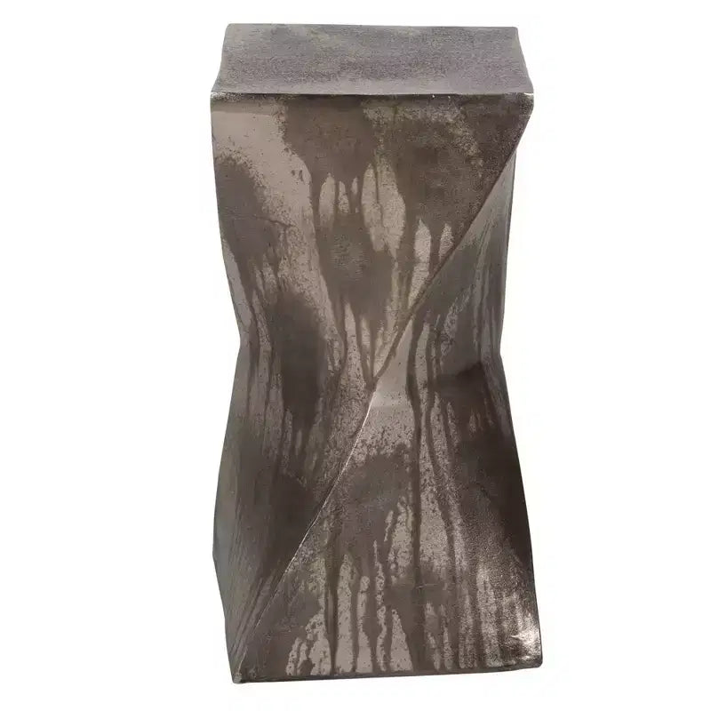 Table d'appoint Uttermost en aluminium tressé en forme de sablier, 25,4 cm de large, argent vieilli, pour salon, chambre, chevet, entrée, maison