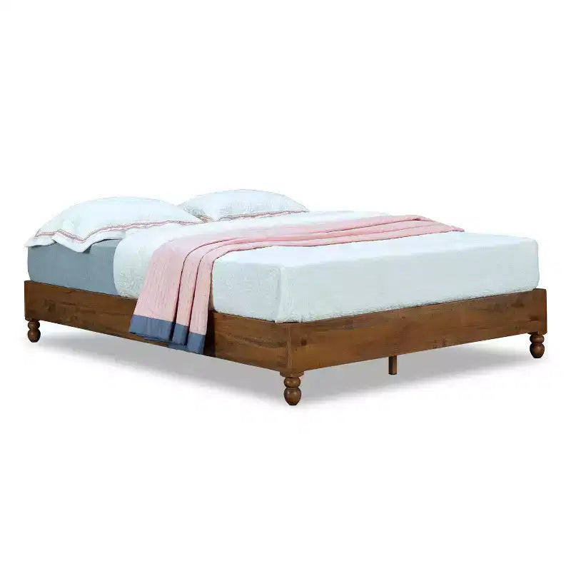 MUSEHOMEINC Cadre de lit plateforme en bois de pin massif 12 pouces avec lattes en bois, Queen