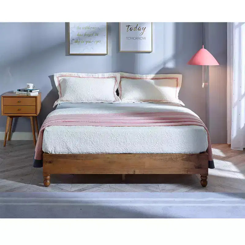 MUSEHOMEINC Cadre de lit plateforme en bois de pin massif 12 pouces avec lattes en bois, Queen