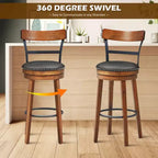 Costway 30.5'' Tabouret de Bar Pivotant Hauteur Pub Chaise de Salle à Manger Cuisine avec Pieds en Bois d'Hévéa