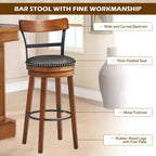 Costway 30.5'' Tabouret de Bar Pivotant Hauteur Pub Chaise de Salle à Manger Cuisine avec Pieds en Bois d'Hévéa