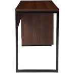 Bureau d'ordinateur rustique Merrick Lane avec étagères et tiroir de rangement, piétement métallique, base sur colonne, pour bureau à domicile