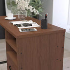 Bureau d'ordinateur rustique Merrick Lane avec étagères et tiroir de rangement, piétement métallique, base sur colonne, pour bureau à domicile