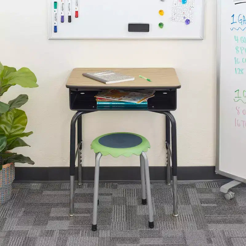 ECR4Kids Bureau à ouverture frontale avec casier de rangement métallique, réglable, mobilier de salle de classe