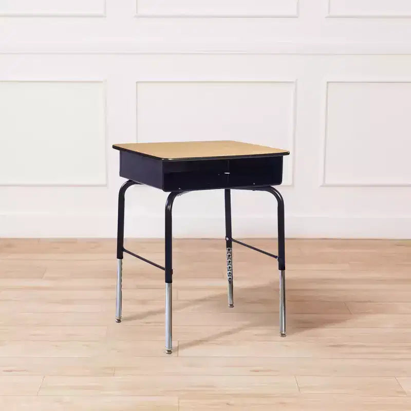 ECR4Kids Bureau à ouverture frontale avec casier de rangement métallique, réglable, mobilier de salle de classe