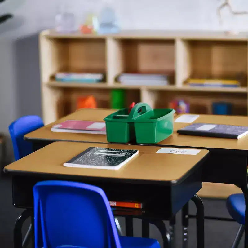 ECR4Kids Bureau à ouverture frontale avec casier de rangement métallique, réglable, mobilier de salle de classe
