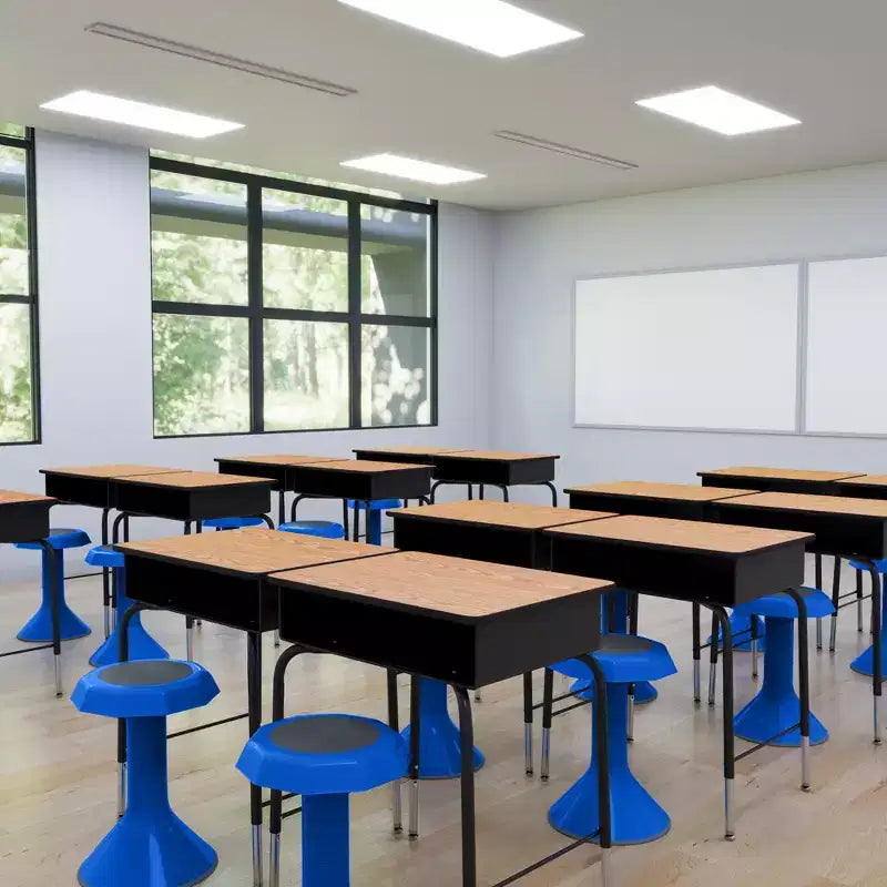 ECR4Kids Bureau à ouverture frontale avec casier de rangement métallique, réglable, mobilier de salle de classe