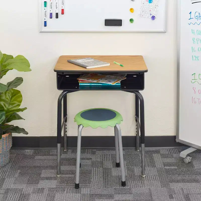ECR4Kids Bureau à ouverture frontale avec casier de rangement métallique, réglable, mobilier de salle de classe