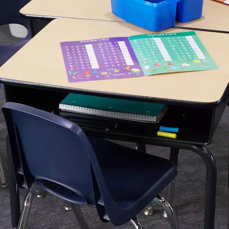 ECR4Kids Bureau à ouverture frontale avec casier de rangement métallique, réglable, mobilier de salle de classe