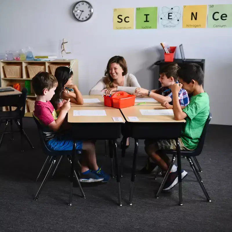 ECR4Kids Bureau à ouverture frontale avec casier de rangement métallique, réglable, mobilier de salle de classe
