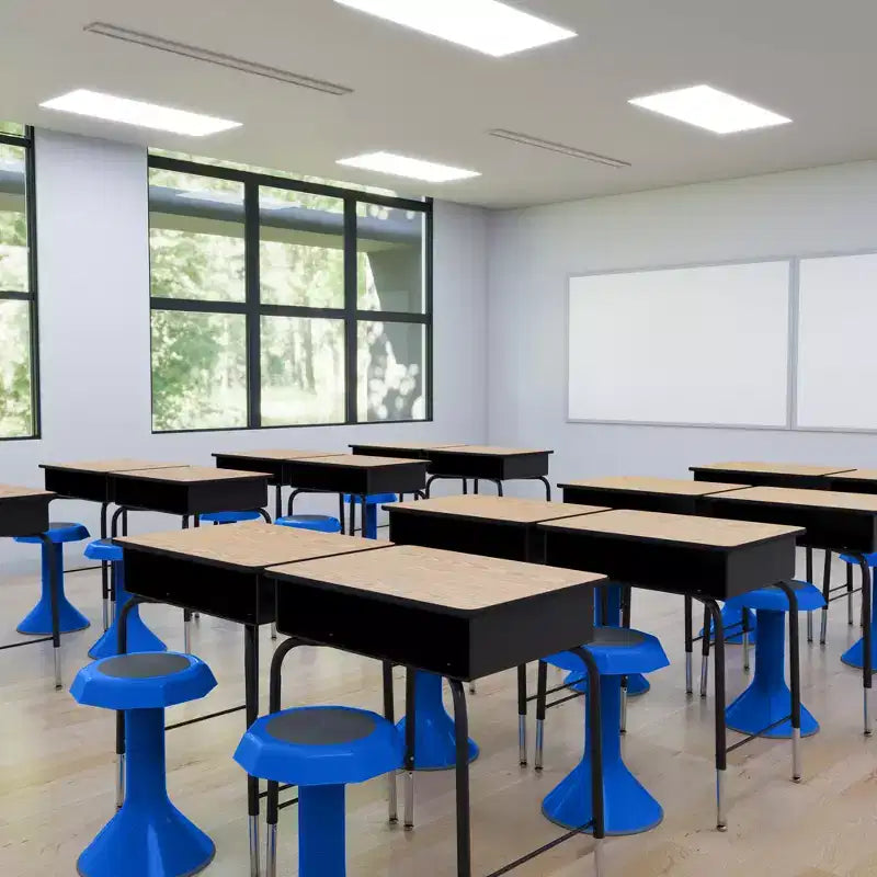 ECR4Kids Bureau à ouverture frontale avec casier de rangement métallique, réglable, mobilier de salle de classe
