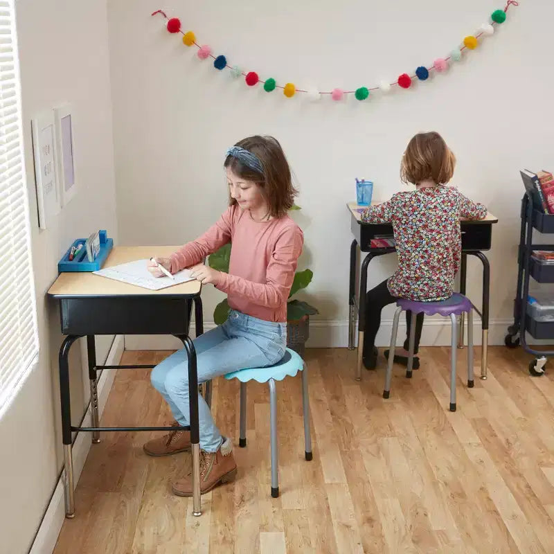 ECR4Kids Bureau à ouverture frontale avec casier de rangement métallique, réglable, mobilier de salle de classe