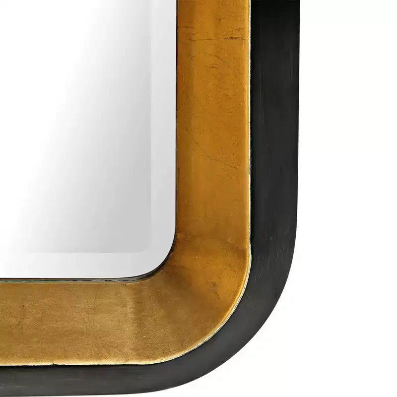 Miroir mural décoratif rectangulaire Uttermost, style Art Déco, en métal doré vieilli avec cadre noir vieilli, 71 cm de large, pour salle de bain