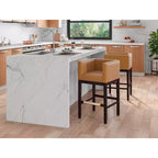 Lot de 3 tabourets de bar Kingsley en bois de hêtre rembourrés, hauteur comptoir - Manhattan Comfort