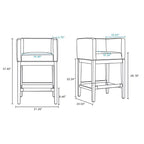 Lot de 3 tabourets de bar Kingsley en bois de hêtre rembourrés, hauteur comptoir - Manhattan Comfort