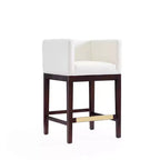 Lot de 3 tabourets de bar Kingsley en bois de hêtre rembourrés, hauteur comptoir - Manhattan Comfort
