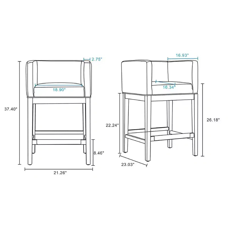 Lot de 3 tabourets de bar Kingsley en bois de hêtre rembourrés, hauteur comptoir - Manhattan Comfort