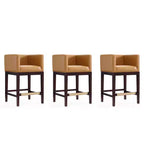 Lot de 3 tabourets de bar Kingsley en bois de hêtre rembourrés, hauteur comptoir - Manhattan Comfort
