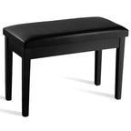 Costway PU Leather Piano Bench Padded Double Duet Keyboard Seat Storage Black