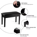 Banc de piano Costway en cuir synthétique, capitonné, double, pour clavier, avec rangement, noir