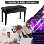 Banc de piano Costway en cuir synthétique, capitonné, double, pour clavier, avec rangement, noir