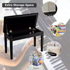 Banc de piano Costway en cuir synthétique, capitonné, double, pour clavier, avec rangement, noir