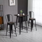 HOMCOM Ensemble de Table et Chaises de Bar Industriel 3 Pièces, Table et Chaises de Bar Hauteur Comptoir avec Repose-Pieds pour Bistro, Pub