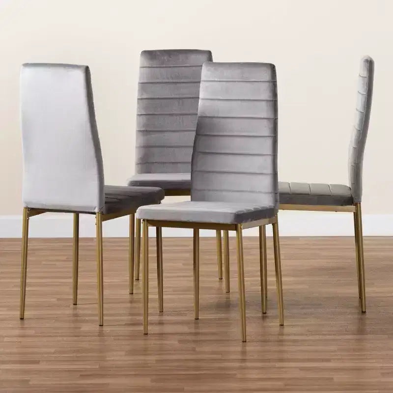 Lot de 4 chaises de salle à manger Armand en velours et métal – Baxton Studio