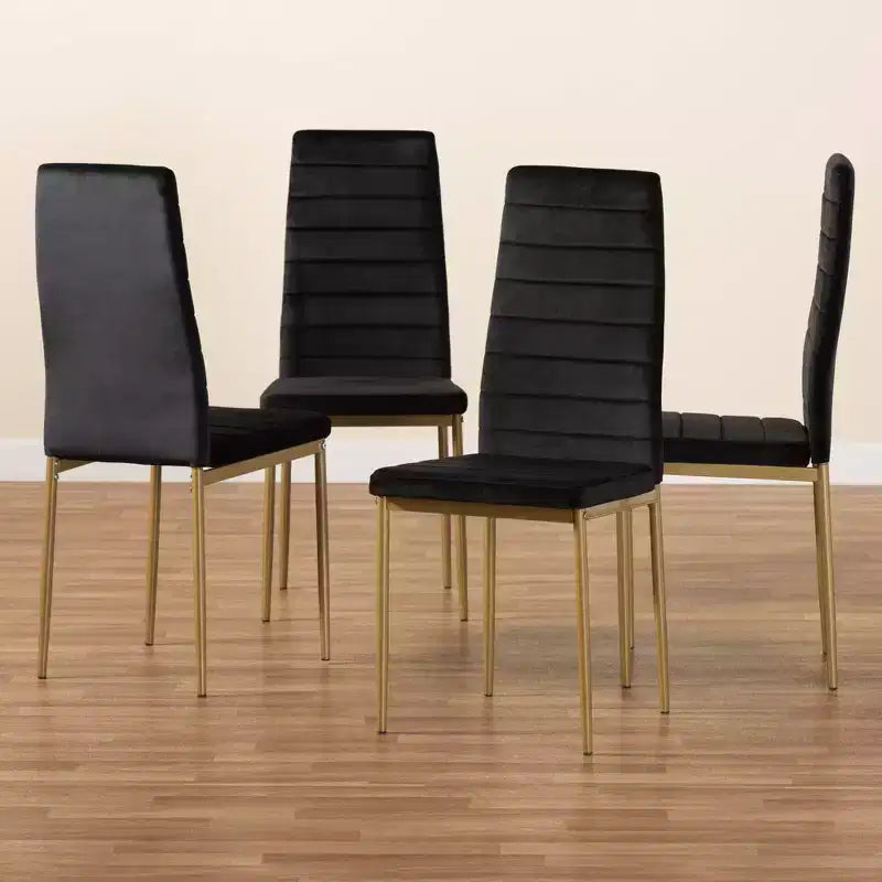 Lot de 4 chaises de salle à manger Armand en velours et métal – Baxton Studio