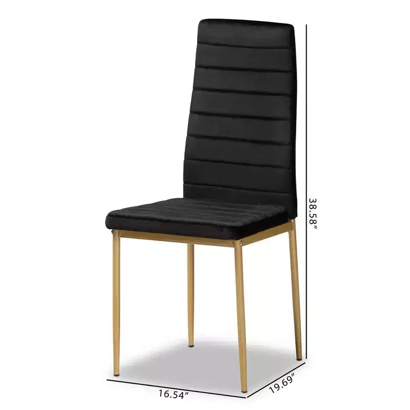 Lot de 4 chaises de salle à manger Armand en velours et métal – Baxton Studio