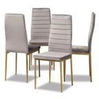 Lot de 4 chaises de salle à manger Armand en velours et métal – Baxton Studio
