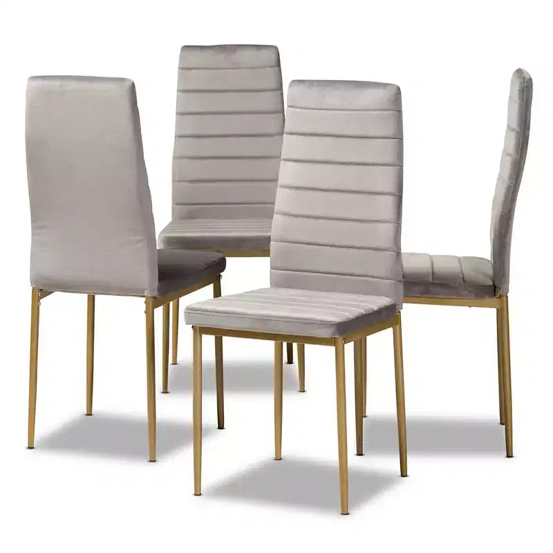 Lot de 4 chaises de salle à manger Armand en velours et métal – Baxton Studio