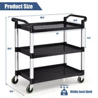 Costway Chariot de service utilitaire à 3 étagères Cadre en aluminium Capacité 222 kg avec roulettes