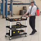 Costway Chariot de service utilitaire à 3 étagères Cadre en aluminium Capacité 222 kg avec roulettes