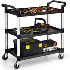 Costway Chariot de service utilitaire à 3 étagères Cadre en aluminium Capacité 222 kg avec roulettes