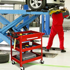 Costway Chariot à outils roulant à trois plateaux, organisateur de boîte à outils de rangement avec tiroir pour mécanicien