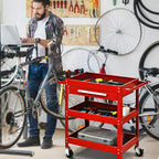 Costway Chariot à outils roulant à trois plateaux, organisateur de boîte à outils de rangement avec tiroir pour mécanicien
