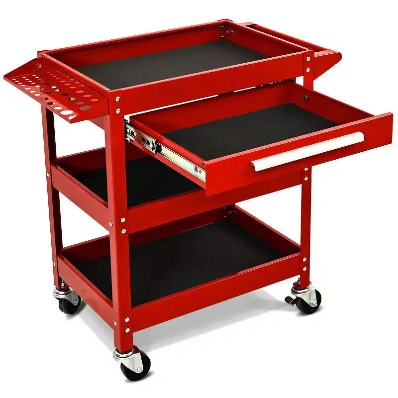 Costway Chariot à outils roulant à trois plateaux, organisateur de boîte à outils de rangement avec tiroir pour mécanicien
